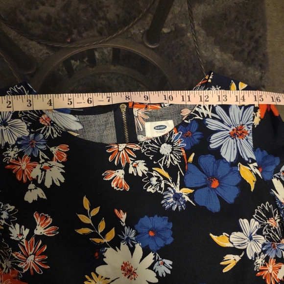 Old Navy Blue Printed Floral Midi Shirt Dress Size M - Picture 8 of 10